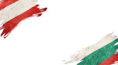 Beyaz Arkaplanda Avusturya ve Bulgaristan Bayrakları